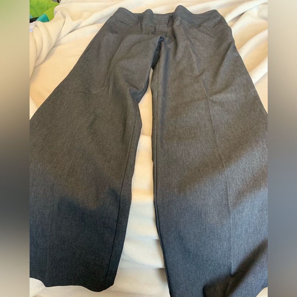 Dark Grey black stitch trim wide leg